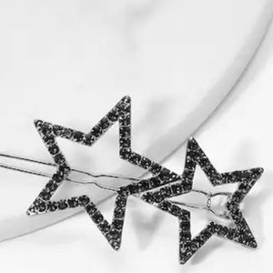 Glamorous Rhinestone Large Star Hair Clip Black